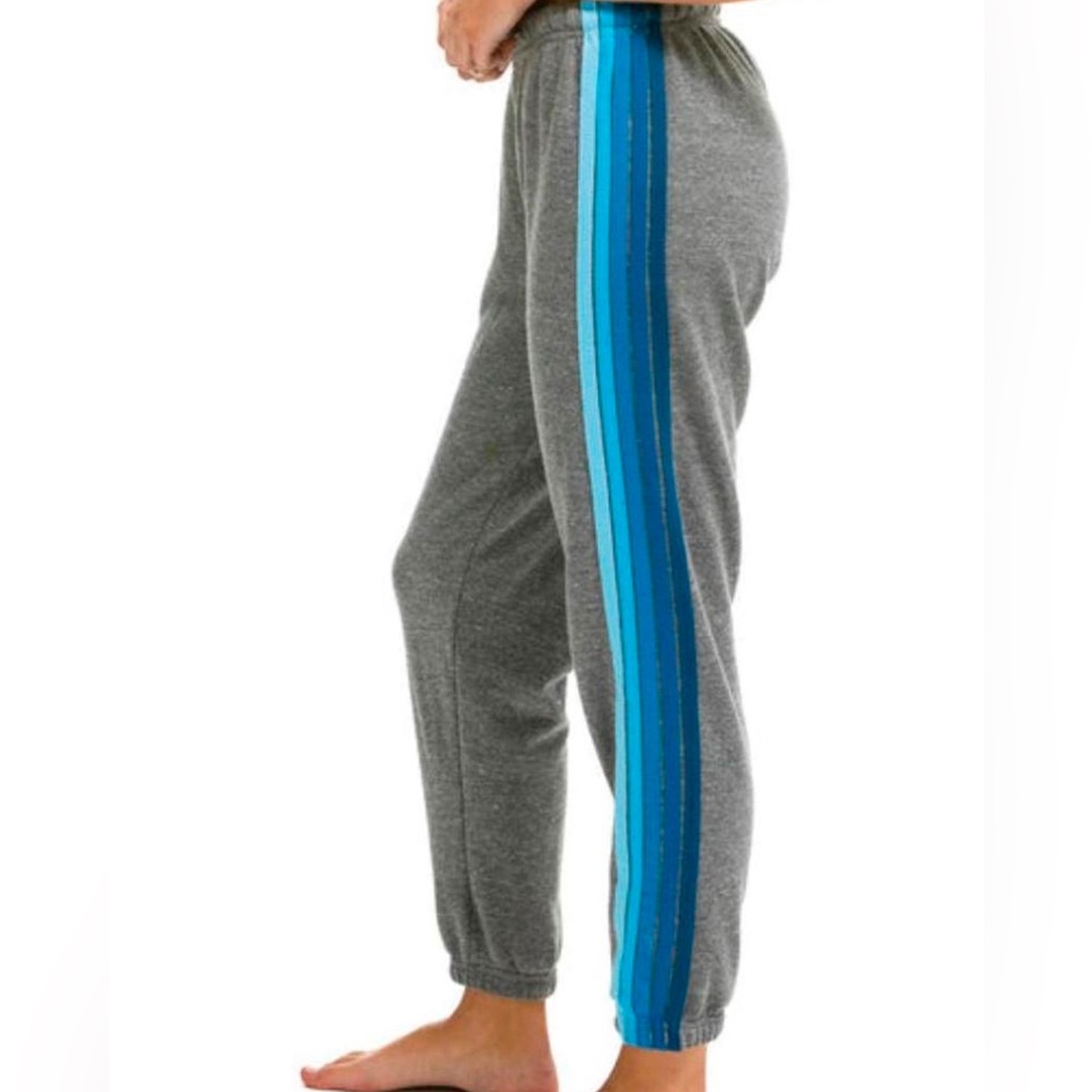 Aviator Nation 5 Stripe Sweatpants Heather grey // Blue Size Small